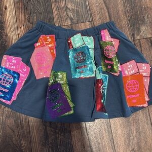 NWT skort Colorful Sequin Passport Skirt Queen of sparkles small